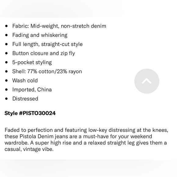 PISTOLA DENIM CASSIE JEANS SUPER HIGH RISE STRAIGHT - BY MY SIDE - Picture 11 of 11